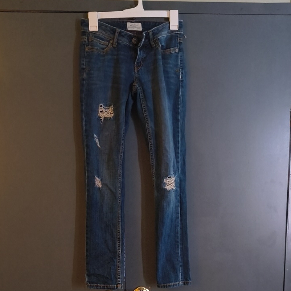Aeropostale Blue Skinny Jeans Distressed Style Low Rise